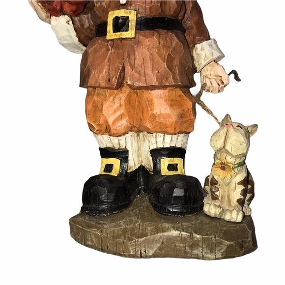 Vintage Pilgrim Man Woman Cat Statue Thanksgiving - Picture 8 of 14